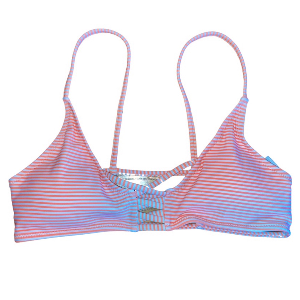 pink & white striped bikini top w/ cross body straps | no brand | size medium